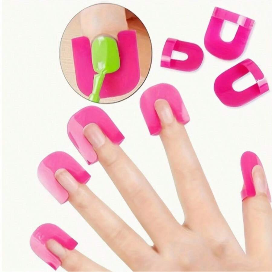 Bộ 52 miếng bảo vệ sơn móng tay bằng nhựa mềm tái sử dụng - Chống ố, dễ vệ sinh, phù hợp cho người mới bắt đầu và không mùi, thích hợp sử dụng tại nhà và làm đẹp móng | Đầu móng cong | Chất liệu nhựa mềm