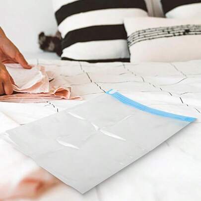 6pcs Vacuum Storage Bags, No Air Pump Needed, Reusable, For Home Closet, Travel, Dorm, Clothes & Bedding Organization, Dust & Moisture Proof, Space Saving