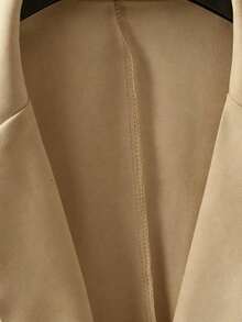 Clasi Chaqueta ligera de estilo casual de negocios para mujer, con cuello de solapa, apta para el lugar de trabajo, de unicolor, para primavera/otoño - Caqui - Ver 4