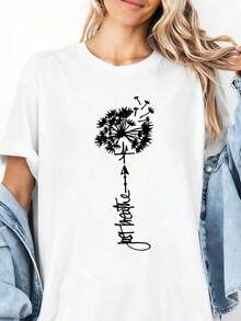Women's Casual Short-Sleeve T-Shirt With Round Neck, "IN MY ENGAGED ERA" Letter Print, Color Block Design, Polyester Knit Fabric, All-Season Short-Sleeve Top, Casual Wear,  And Stylish Top. - 白色 1 - 查看 1