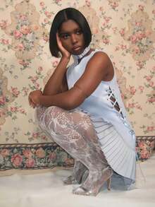 1 Pair White Floral Lace Jacquard Fishnet Pantyhose, Vintage Hollow Sheer Tights, Suitable For Mini Skirts, Y2K Style And Sweet Girl Outfits - Multicolor - View 3