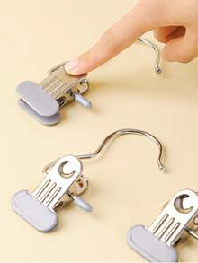 5pcs High Quality Stainless Steel Clothes Clips, Adjustable Metal Pants Rack With Clips, Hanging Laundry Clips With Hooks, For Garments, Pants, Skirts, Decor, Spring, Minimalist, Portable Hanging Clothes Clips For Summer Tops - View 10