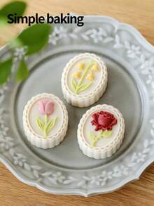 1 Set Floral Pattern Baking Molds, Suitable For Birthday Gifts, Handmade DIY Cookie Molds, Cakes, Cookie Stamps, Holiday Party Mooncakes, Bean Paste Cookies Baking Tools, Vintage Frame Pattern Including Tulips, Anemones And Roses Pattern Cookie Molds, Valentine's Day Cookie Cutters, Baking Production Tools. Arabic Mooncake Molds, Creative Gifts, Exquisite Baking Cutters - View 11