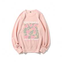 Nueva sudadera STAY SWEET con estampado de fresas, cuello redondo, estilo casual y holgado para otoño/invierno para mujer. - Negro - Ver 11