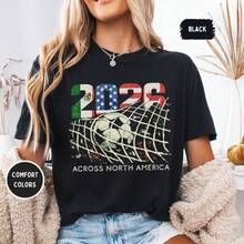 Unisex Pure Cotton T-Shirt, Casual Style, Loose Fit, Round Neck, For The 2026 Summer Football World Cup - 黑色 - 查看 12