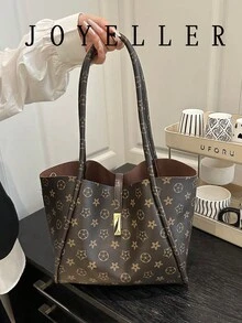 Nuevo bolso de hombro multifuncional de lujo de unicolor para mujer - Café integral - Ver 4