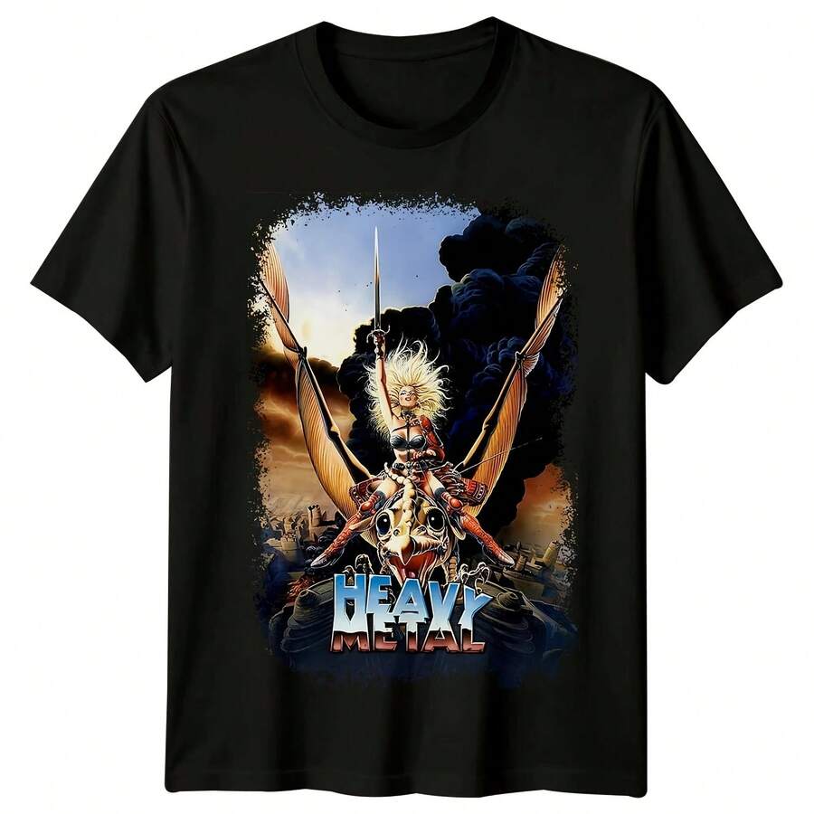 Camiseta de Heavy Metal para Hombre, Verano, Clásica de los 80, Diseño Retro de Películas de Animación y Rock, Estilo Urbano, Manga Corta - forma - Ver 1