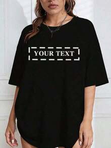 Camiseta de manga corta con cuello redondo para mujer, estampada con letras en inglés, hecha de tela 100% algodón puro, suave y con caída, adecuada para uso diario, oficina, escuela, vacaciones, camping, de estilo versátil, las mangas cortas hacen que tu verano sea más vibrante y colorido. - Negro - Ver 6