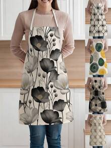 1pc, Bohemian-Style Polyester Apron Printed With Geometric Patterns, Suitable For Cooking, Baking, And Gardening, And Can Also Be Used As Attire For The Kitchen And Dining. - Multicolor - View 1