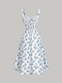 MOD Vestido de tirantes con estampado floral con cordón delantero - Verde pastel - Ver 7