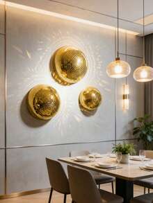 Bộ 3 quả cầu disco trang trí tường, hình bán cầu sáng bóng 4/6/8 inch, thích hợp cho trong nhà, sân, vườn, tiệc tùng, đám cưới và các lễ kỷ niệm tại nhà. - Vàng - Xem 6