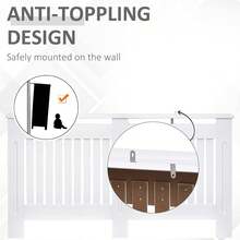 Slatted Radiator Cover Painted Cabinet MDF Lined Grill In White (172L X 19W X 81H Cm) - White - View 5