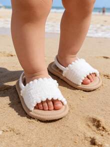 Giày sandal mùa hè cho bé gái, giày tập đi cho trẻ sơ sinh và trẻ mới biết đi, giày váy cho bé sơ sinh và trẻ tập đi. - trắng - Xem 3