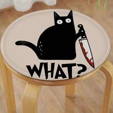 Black Cat Bowknot Dining Chair Cushion Circular Decorative Seat for Office Desk Cushions Home Decoration - z3 - Ver 5