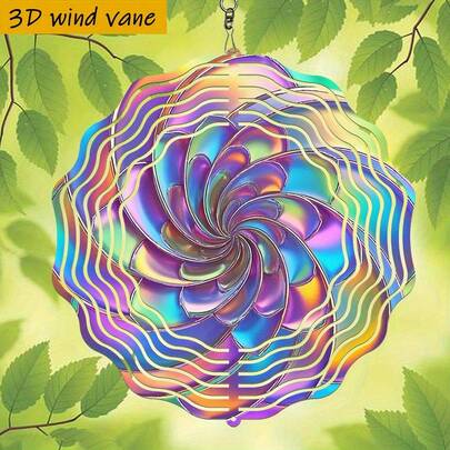 1件3D彩色漩涡图案装饰品，形似盛开的花瓣。10英寸*10英寸，带旋转挂钩，可360° DIY创意风车悬挂装饰（不含吊坠），款式随机。