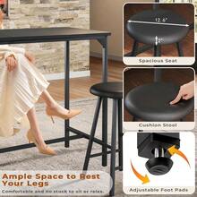Fluted Bar Table And Chairs Set, 55'' Long Bar Tables With 2 Stools, 3 Piece Counter Height Dining Table For 2, Space Saving Kitchen Table For Bar, Dining Room, Kitchen, Breakfast Nook Corner, Black - Pure Black - View 7