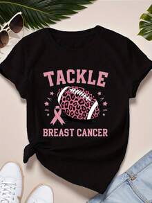 Abordar la conciencia del cáncer de mama Camiseta deportiva de manga corta de talla para mujer - Negro - Ver 6