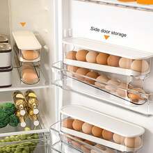 2pcs/1pc White 2-Layer Refrigerator Egg Double-Layer Storage Box, Egg Tray For Fridge, Kitchen Refrigerator Organizer Rack, Egg Holder, Essential Kitchen Organizing Tool, Preserves Freshness & Saves Space,Refrigerator Organizer,Space-Saving Solution - Multicolor - View 9
