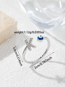 Elegant & Delicate Silver Letter A-Z Rings, Luxury Gift For Girlfriend, Party, Adjustable - Silver - View 4