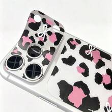 Bộ 2 món (1 bộ sticker, 1 ốp lưng điện thoại trong suốt) Hình dán camera nơ 3D in họa tiết da báo hồng đen dễ thương, tương thích với ốp lưng PET bảo vệ điện thoại Ione 17 Pro/17 Pro Mx, kèm ốp lưng acrylic chống cong vênh, bộ combo hoàn hảo, món quà tuyệt vời cho bạn thân, sự lựa chọn lý tưởng. - Nhiều màu - Xem 2