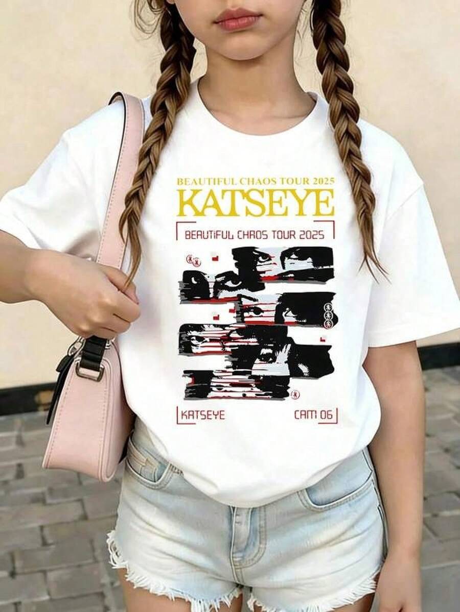 Camisetas de Verano con Estampado KATSEYE, Camisetas de Manga Corta Estilo Vintage Y2K, Ropa para Niñas, Ropa para Niños, Camiseta Gráfica, Ropa de Verano, Camiseta de Verano Estilo Y2K Perfecta para Chicas Modernas. Camiseta de manga corta para niños, cómoda y transpirable. Suitable For Both Boys And Girls.Playera Blanca Hombre Y Mujer Blusas Casuales Verano Y2k Playeras Basicas Algodón - Blanco - Ver 1