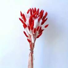 30-240pcs 44cm Artificial Faux Rabbit Tail Grass, Home Decor Artificial Faux Rabbit Tail Grass Stems, Suitable For Bohemian Style Floral Arrangements, DIY Crafts, Home Kitchen And Wedding Decor, Christmas Decor, Thanksgiving Decor, DIY Wreath Decor - Red and White Rabbit Tail Grass - View 5