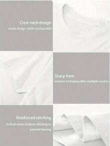 Sold Separately, Not A Three-Piece Set. Women's Vintage American-Style Printed T-Shirt, Soft And Comfortable, With Several Styles Available. Three Designs To Choose From. Made From 100% Pure Cotton, It's Ideal For Working Out, Everyday Wear, Vacations, School, The Office, And Parties. - 白色 - 查看 3