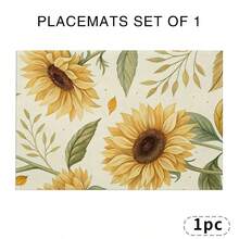 A Complete Set Of Daily Sunflower, Green Leaf, And Green Checkered Patterned Placemats, Suitable For Spring, Summer, Autumn, And Winter. It Adopts A Multi-Color Pattern Design And Is Woven From 100% Polyester Fiber. The Size Is 12 * 18 Inches And Can Be Machine Washed With Polyester Placemats. Heat Resistant, Stain Resistant, Waterproof, Easy To Clean, Suitable For Dining Tables, Holiday Party Decorations, Desktop Protection, Kitchen And Living Room Decorations, And Daily Use. - Multicolor - View 22