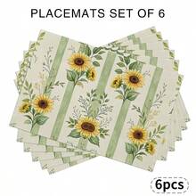 A Complete Set Of Daily Sunflower, Green Leaf, Green Checkered, And Striped Patterned Placemats, Suitable For Spring, Summer, Autumn, And Winter. It Adopts A Multi-Color Pattern Design And Is Woven From 100% Polyester Fiber. The Size Is 12 * 18 Inches And Can Be Machine Washed With Polyester Placemats. Heat Resistant, Stain Resistant, Waterproof, Easy To Clean, Suitable For Dining Tables, Holiday Party Decorations, Desktop Protection, Kitchen And Living Room Decorations, And Daily Use. - Multicolor - View 19