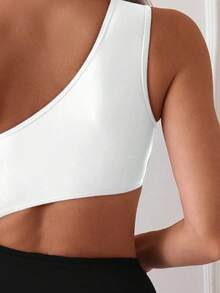 Swim 1 pieza Traje de baño de una pieza para mujer con diseño calado y fruncido en color liso - Blanco y Negro - Ver 3