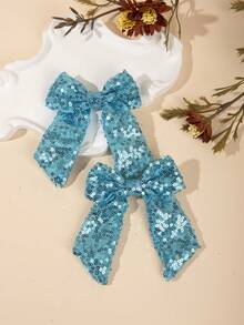 1/2/4pcs Sequin Bow Hair Clips, Long Ribbon Shiny Hair Clips, Y2K, Birthday Party, Stage - Multicolor - View 16
