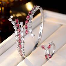 2pcs Elegant Rhinestone Water Drop Bracelet And Ring Set, Suitable For Workplace, Gala, Party And Formal Occasions - Bracelet Ring Set - View 9