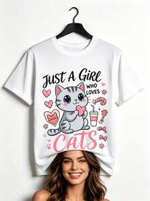 Tops para mujerUna Chaqueta de mujer con un bonito diseño de gato y un corazón, hecha de tela suave y cómoda, perfecta para uso casual al aire libre. - Blanco - Ver 9