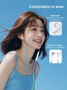 URIZONS 3.5mm Handmade Thread Wrapped Wired In Ear Headphones- Colorful Fabric Braided Earphones Cord Earbuds With Mic For Music And Gaming - Multicolor - View 8