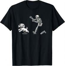 Playeras de hombre blusas para mujer camiseta halloween perro diseño esqueleto divertido nacional envio - Negro - Ver 1