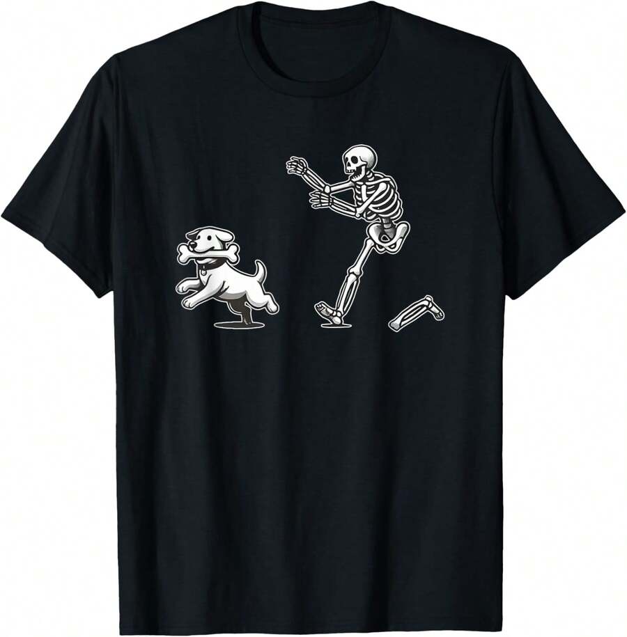 Playeras de hombre blusas para mujer camiseta halloween perro diseño esqueleto divertido nacional envio - Negro - Ver 1