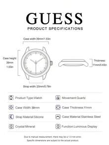 Đồng hồ đeo tay đa năng cao cấp GUESS dành cho nữ, viền pha lê, dây đeo cao su đen, mạ vàng cao cấp, thích hợp làm quà tặng sinh nhật và kỷ niệm W1053L7 - màu đen - Xem 7