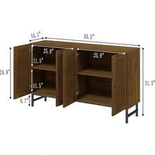 Buffet Storage Cabinet With 4 Doors,Kitchen Sideboard With Storage,Coffee Bar Cabinet For Kitchen,Living Room,Natural - 預設 - 查看 3