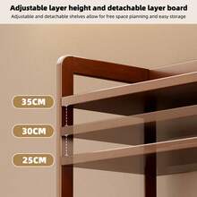 1pc Multifunctional Desktop Storage Rack, Adjustable Height Storage Organizer, Space Saver, Kitchen/Makeup/Book/Spice Rack, Open Shelving Unit - Mocha Brown - View 9