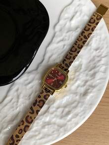 1pc Square Bamboo Knot Quartz Watch In Gold/Silver Color, Suitable For Daily Wear And Perfect Gift For Birthday, Christmas - Gold - View 5