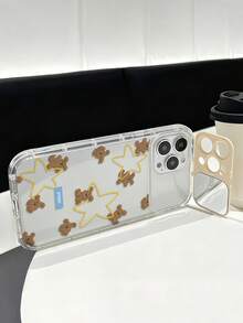 象牙色 TPU 五芒星熊彩绘翻盖镜面手机壳，简约镜面支架防震手机保护套，兼容 17 Pro/17 Air/17/17 Pro Max、16/11/16 Pro/16 Plus/16 Pro Max/16 e/15 Pro Max/13/14/12/XS/XR/7G/8 Plus/XR/7/8 - 彩色 - 查看 5