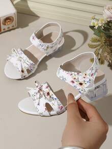 New Princess Shoes For Girls, High Heel Thick Heel Sandals, Summer Open Toe Floral Pattern Soft Bottom Versatile Comfortable Shoes For Big Kids, Plus Size - Multicolor - View 2