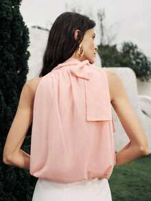 Camiseta de mujer con estampado de lunares y lazo para fiesta/graduación - Rosa - Ver 6