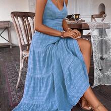 Holidaya Vintage Countryside Birthday Wedding Guest Cute Bow Tie Layered Patchwork Dress For Women - Verde Oscuro - Ver 8