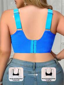 1pc Seamless Contrast Color Lift-Up Plus Size Wireless Push-Up Anti-Sagging Side-Boob Support Bra - Royal Blue - View 2