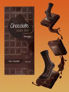 CREATOR SOCKS 1双趣味巧克力中筒黑色袜子,可爱新颖的食物造型巧克力创意礼盒设计,疯狂袜子,男女皆宜,可作为生日/派对/家庭日/婚礼/父亲节/毕业季/返校季/万圣节/圣诞节的惊喜礼物 - 黑色 - 查看 3