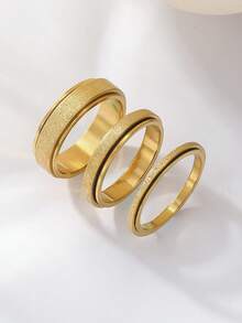 2/4/6mm Width Matte Rotatable Titanium Steel Rings - 3 Colors (Gold/Silver/Iridescent) Available, Matte Texture + Rotatable Anti-Stress Design, Anti-Fading And Hypoallergenic, Unisex Accessory Suitable For Daily Wear, Stress Relief, And Gift Giving - 3pcs - View 25