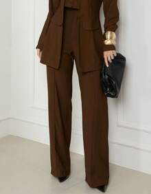 Premium Women's Double Blazer And Pants Set - Rust Brown - View 4