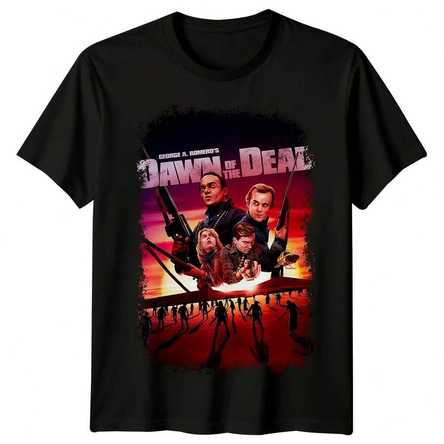 Camiseta Dawn of The Dead para hombre, camiseta clásica de verano de George Romero, película de terror de zombis, camiseta gráfica Retro de manga corta, ropa de calle para fanáticos - forma - Ver 1