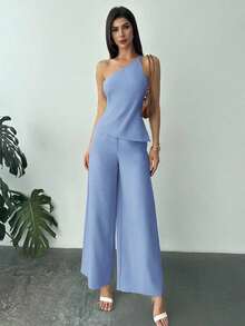 Conjunto de dos piezas para mujer para uso diario - Celeste - Ver 9